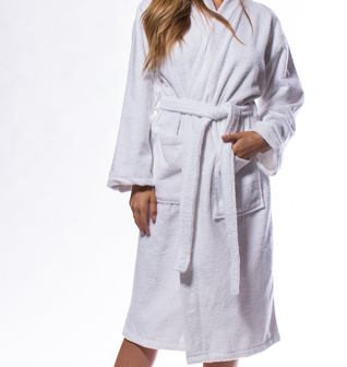 100% Turkish Cotton White Terry Kimono Bathrobe
