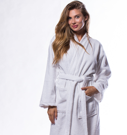 100% Turkish Cotton White Terry Kimono Bathrobe