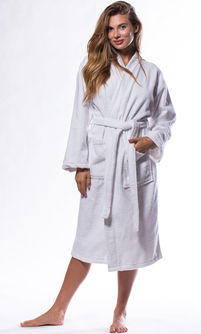 100% Turkish Cotton White Terry Kimono Bathrobe