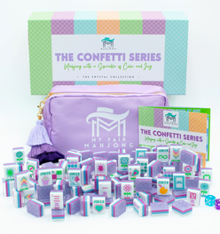 Crystal Confetti Purple | Mahjong with a Sprinkle of Color and Joy | Clear Top with Colorful Pattern