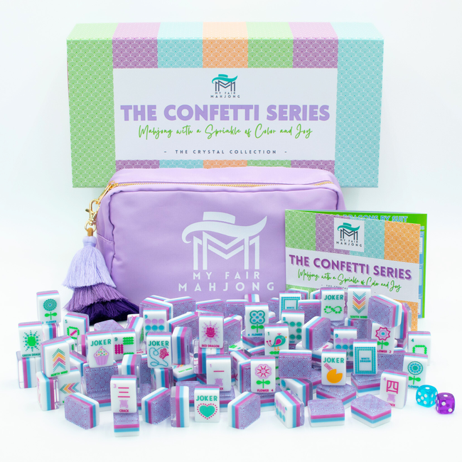 Crystal Confetti Purple | Mahjong with a Sprinkle of Color and Joy | Clear Top with Colorful Pattern-gallery-50241574666551