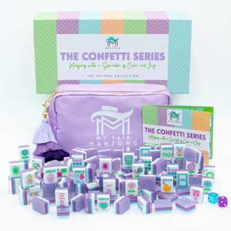 Crystal Confetti Purple | Mahjong with a Sprinkle of Color and Joy | Clear Top with Colorful Pattern