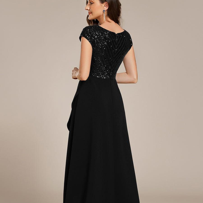 ever BAYLOR|Short Sleeve V-Neck Midi Sequin Formal Dress-gallery-32828978954314