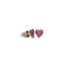 14K Yellow Gold Sapphire Heart Studs