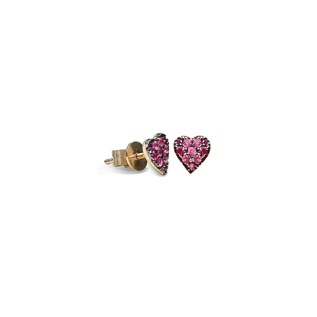 14K Yellow Gold Sapphire Heart Studs-gallery-0