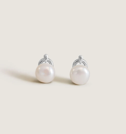 Rose Pearl Earrings Silver