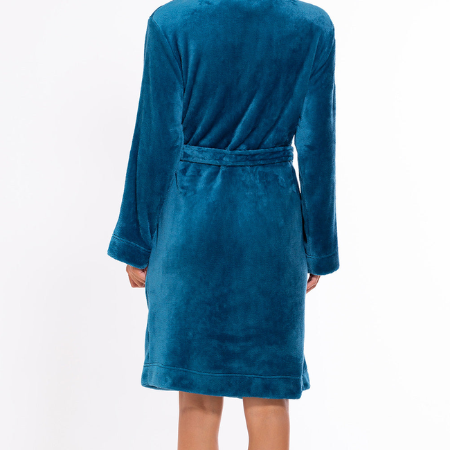 Super Soft Harbor Blue Lightweight Plush Shawl Short Women's Robe-gallery-46194623709443