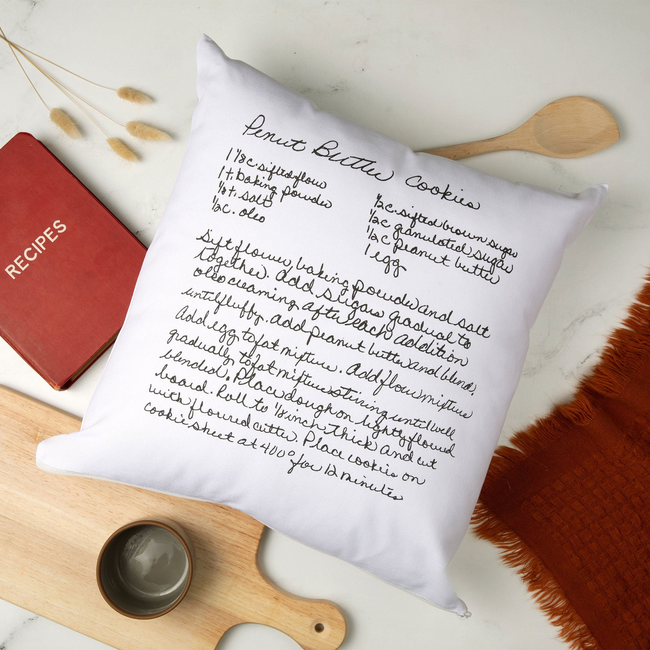 White Canvas Custom Family Recipe Decorative Pillow-gallery-43702149021919