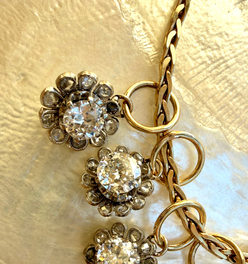 Antique 18K gold diamond flower charms
