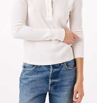 Thermal Henley Tee <br> Natural