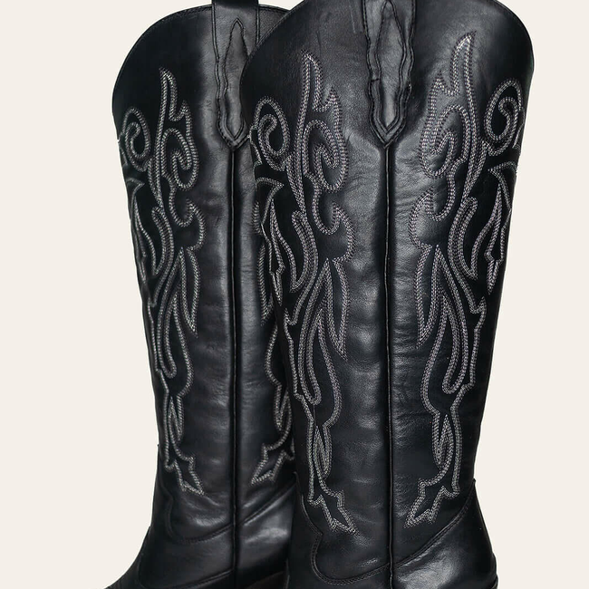 Charlotte Black Wide Calf Boots-gallery-38281977856224
