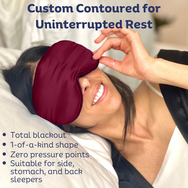 Sia Silk® Sleep Mask with extra deep eye cups for long lashes - Merlot-gallery-41923507421441