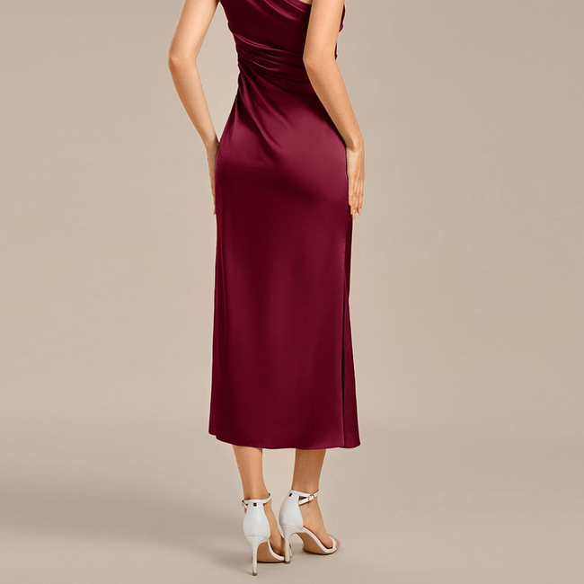 ever REIKO|Satin One Shoulder Ruched Side Split Mermaid Bridesmaid Dress-gallery-33405455925322