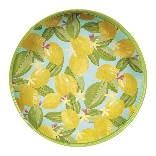 Lemon Blossoms 15 Inch Round Tray-gallery-32767354044503