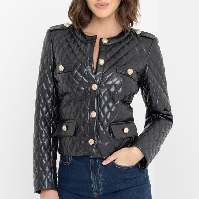 Brevel Quilted Vegan Leather Jacket-gallery-44646769328378