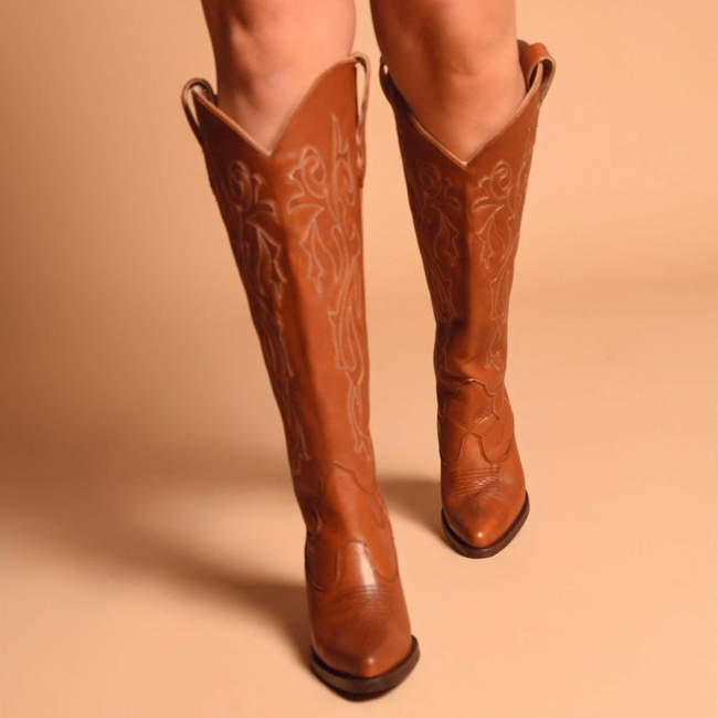 Savannah Brown Wide Calf Boots-gallery-41400087871712