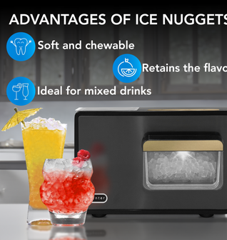 Whynter SonicSnö Countertop Nugget Ice Maker, 40lbs/24hrs, Commercial IBX-388BG