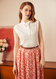 Retro Rendezvous Tie-Neck Top