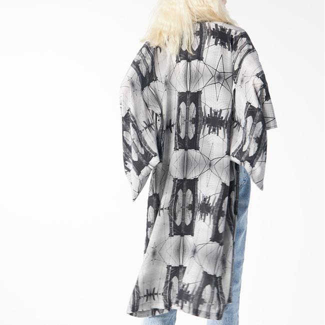 Babs Silk Kimono - Brooklyn Bridge - Black/White-gallery-40066182742312