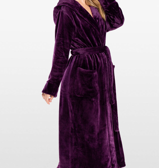 Super Soft Purple Plush Hooded Women's Robe