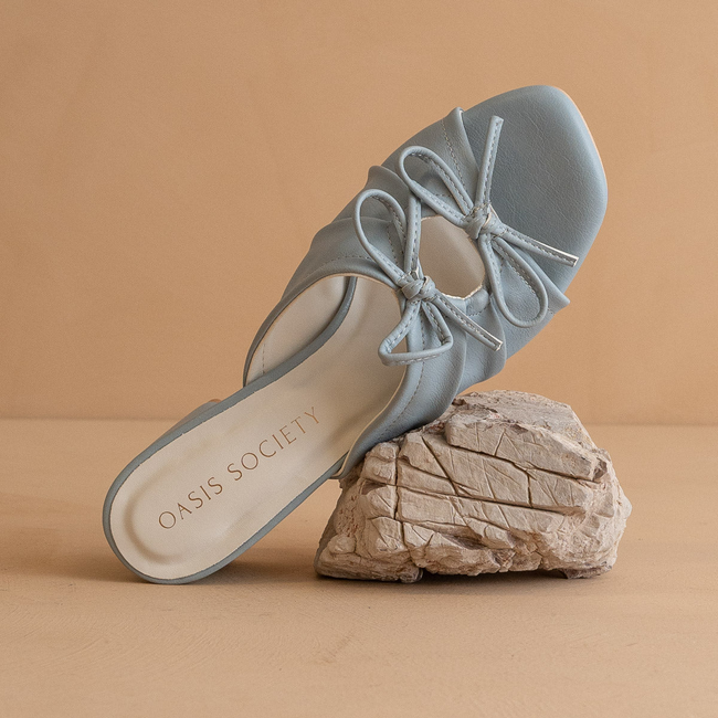 The Emerald | Blue Double Bow Peep Hole Sandal-gallery-38019468296369