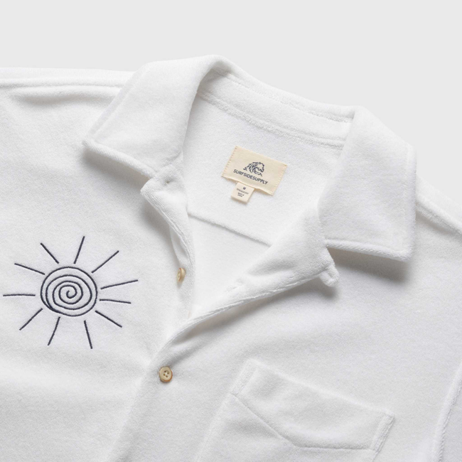 Mariner Saltwater Terry Camp Collar Shirt - Brilliant White-gallery-47041083670786