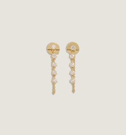 Five Stone Chain Earrings Diamond