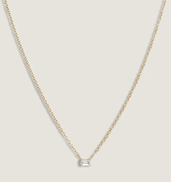 Solitaire Floating Emerald Diamond Necklace