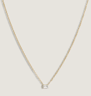 Solitaire Floating Emerald Diamond Necklace