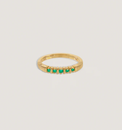 Solis Ribbed Five Emerald Ring