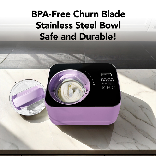 Whynter 0.8 Quart Compact Automatic Ice Cream Maker with Stainless Steel Bowl, Lilac Haze ICM-080-LH-gallery-45332519551224