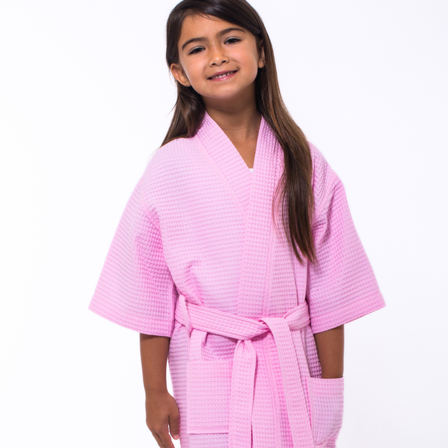Pink Waffle Kimono Kid's Robe-gallery-48248932172035