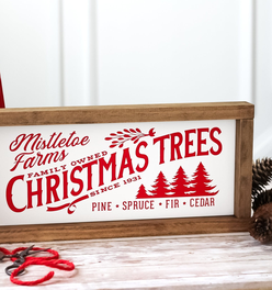 Farmhouse Wall Decor | Holiday Home Decor | Christmas Trees Sign 15 x 7 inches
