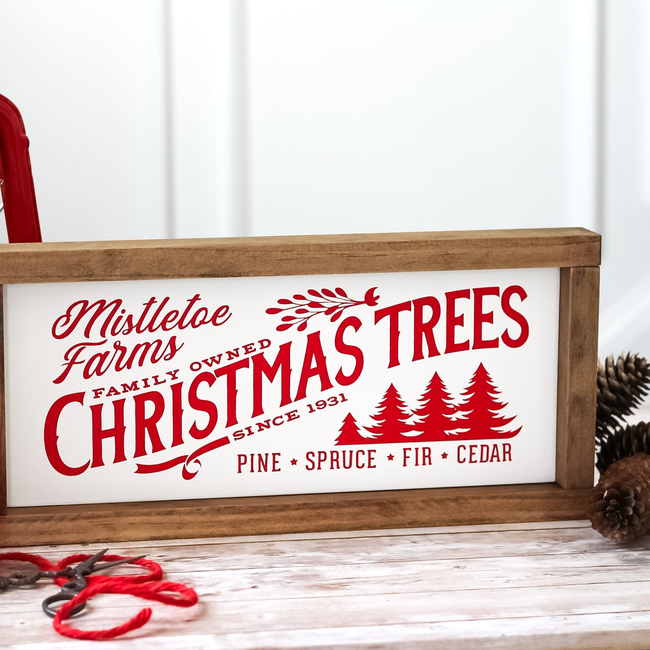 Farmhouse Wall Decor | Holiday Home Decor | Christmas Trees Sign 15 x 7 inches-gallery-13448184528966