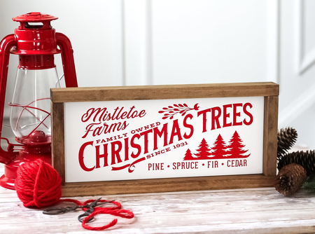 Farmhouse Wall Decor | Holiday Home Decor | Christmas Trees Sign 15 x 7 inches