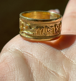 Vintage yellow 14K gold full Zodiac eternity ring, size 8-8.25