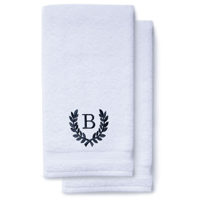 Navy Blue Initial Premium Hand Towel Roman 16 X 30 Inch, Set of 2-gallery-46194570068227