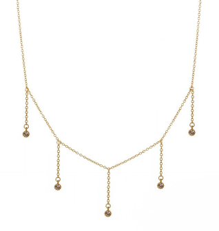 Drop Necklace with Five Cubic Zirconia Stone