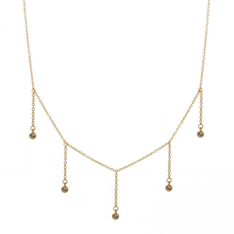 Drop Necklace with Five Cubic Zirconia Stone