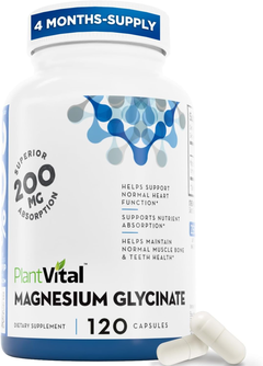 Magnesium Glycinate 200mg - Supports Restful Sleep, Muscle & Nerve Function, Normal Heart & Bone Health