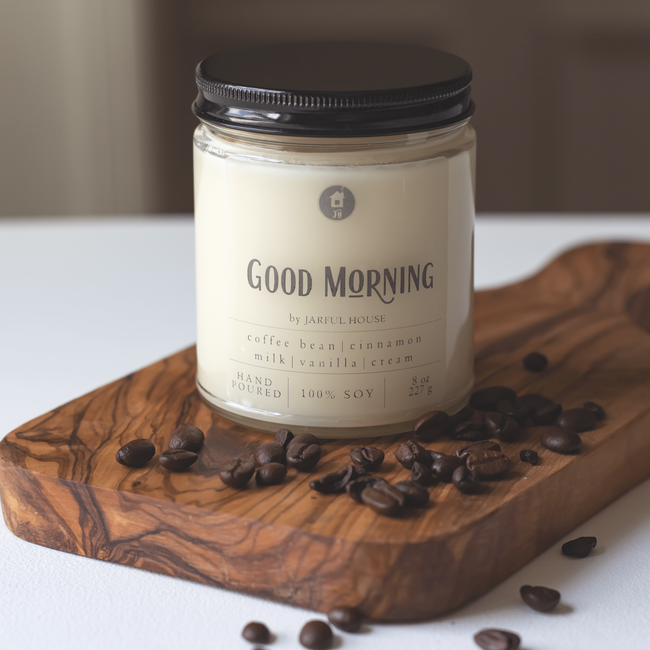 Good Morning Soy Candle | Coffee Latte Scent - 8 oz.-gallery-29352581300294