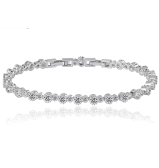Round Cut Cubic Zirconia Tennis Bracelet with Round Cut Cubic Zirconia