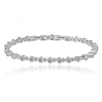 Round Cut Cubic Zirconia Tennis Bracelet with Round Cut Cubic Zirconia