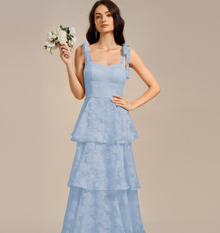 ever CODI|Bow Straps Floral Lace Tiered Dress