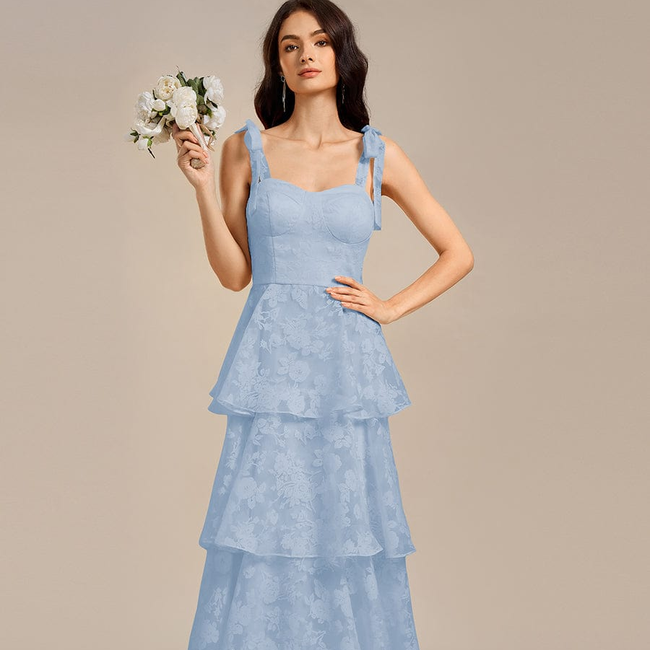 ever CODI|Bow Straps Floral Lace Tiered Dress-gallery-33405962059850