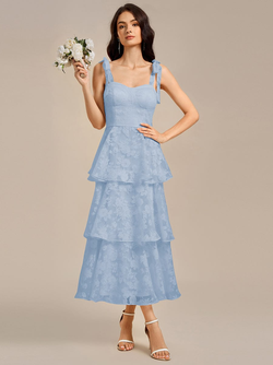 ever CODI|Bow Straps Floral Lace Tiered Dress