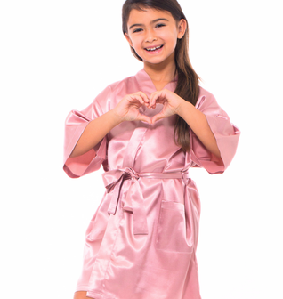 Pink Satin Kimono Kid's Robe