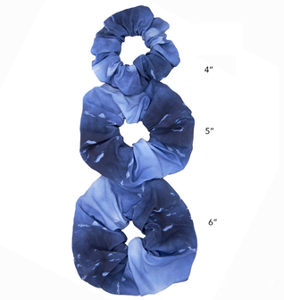Babs Eco-chic scrunchies - Blue Sky Print, Rayon, Set of 3 Sizes