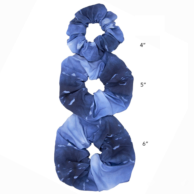 Babs Eco-chic scrunchies - Blue Sky Print, Rayon, Set of 3 Sizes-gallery-49708287885608