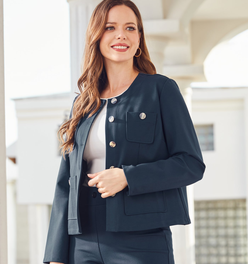 Collarless Jacket (Navy)
